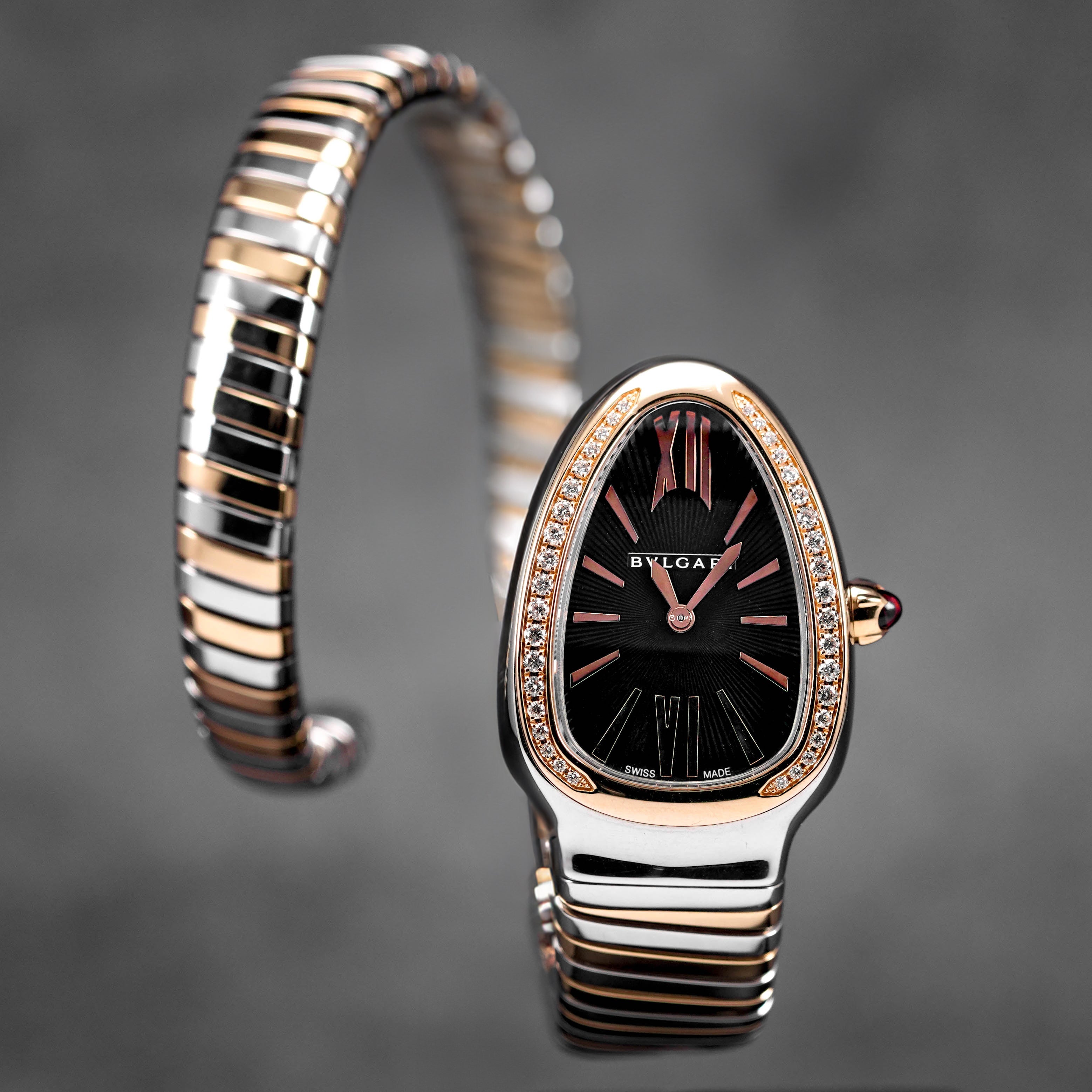 SERPENTI TUBOGAS TWOTONE ROSEGOLD BLACK DIAL DIAMOND BEZEL (2022)