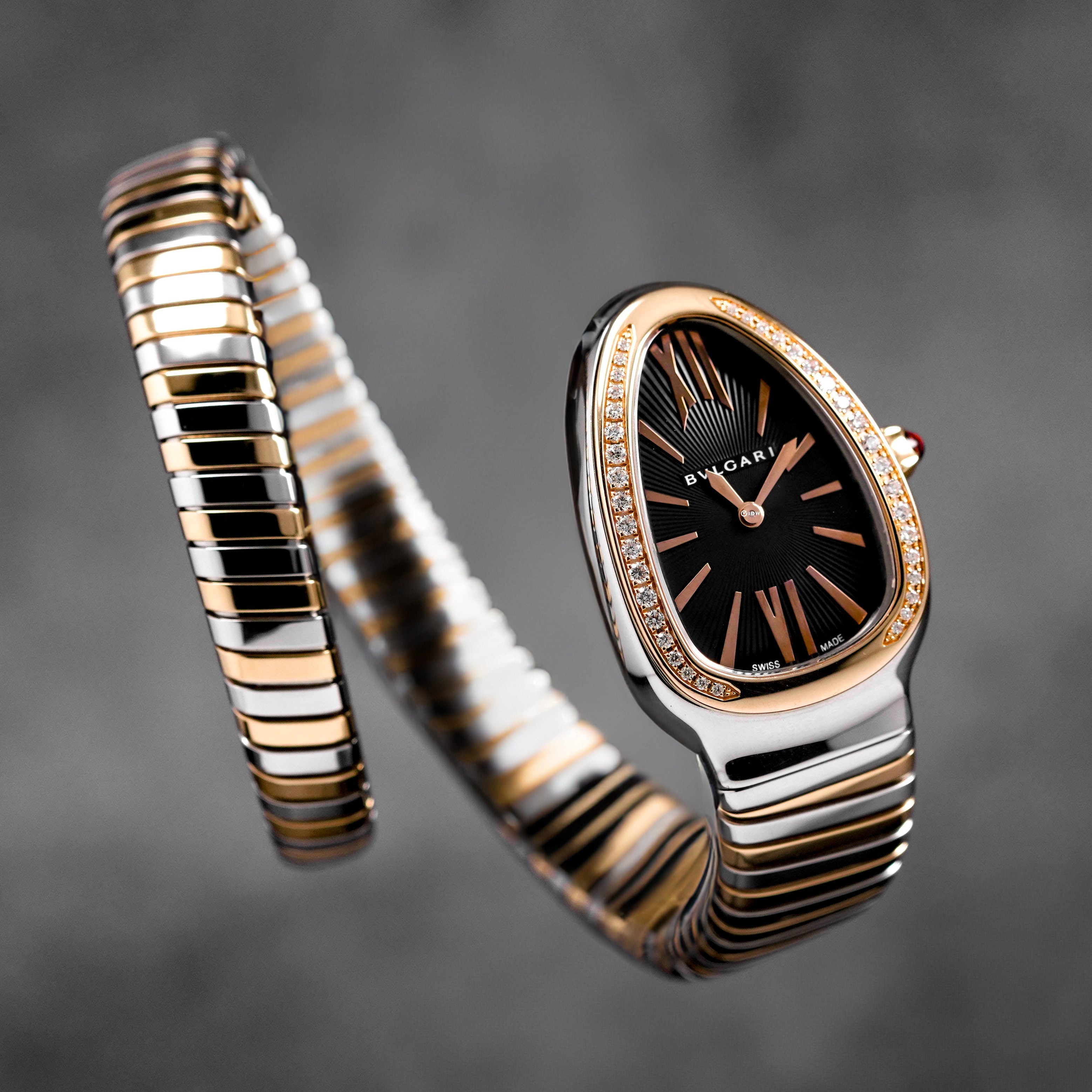 SERPENTI TUBOGAS TWOTONE ROSEGOLD BLACK DIAL DIAMOND BEZEL (2022)