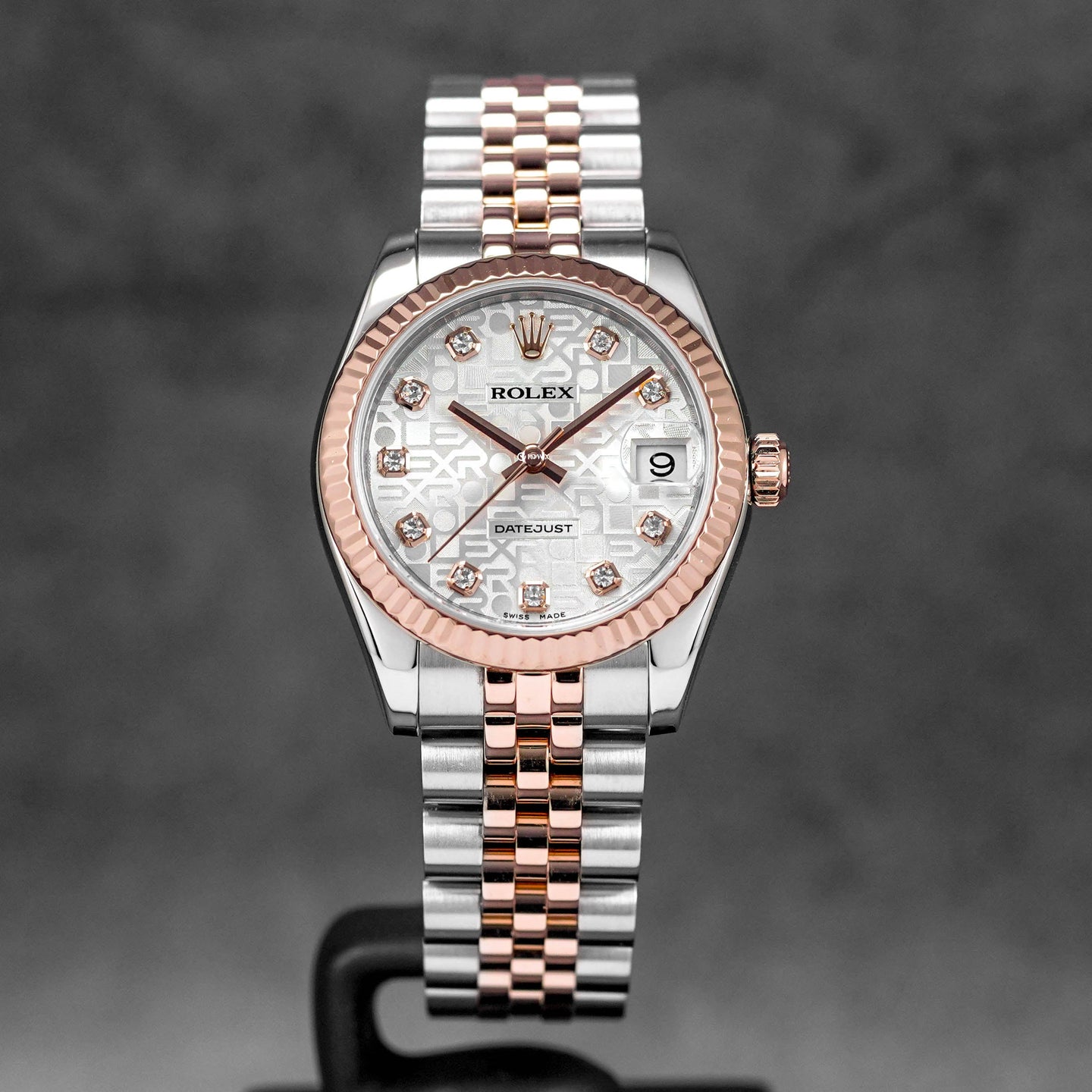 DATEJUST 31MM TWOTONE ROSEGOLD SILVER COMPUTERIZED DIAMOND DIAL (2015)