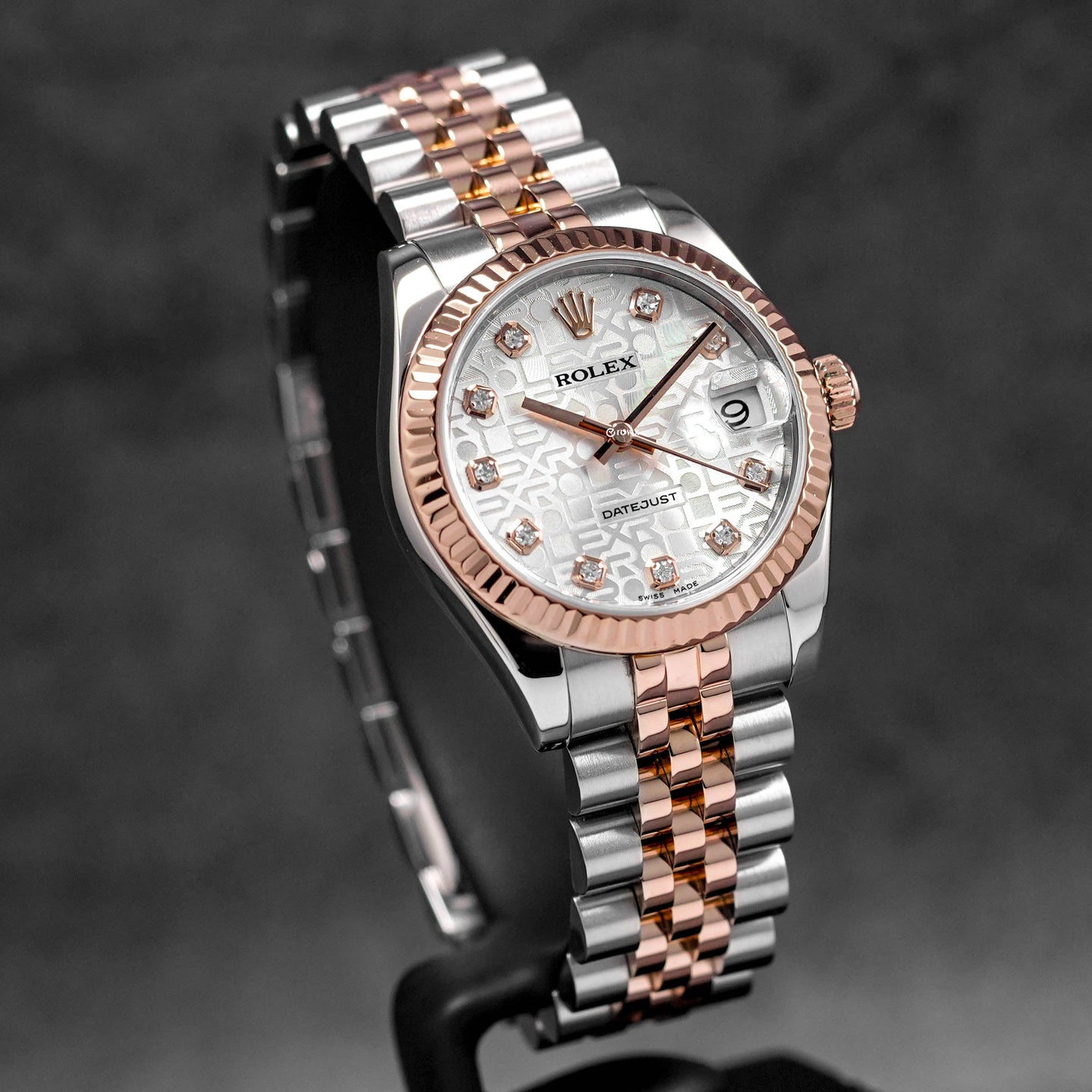 DATEJUST 31MM TWOTONE ROSEGOLD SILVER COMPUTERIZED DIAMOND DIAL (2015)