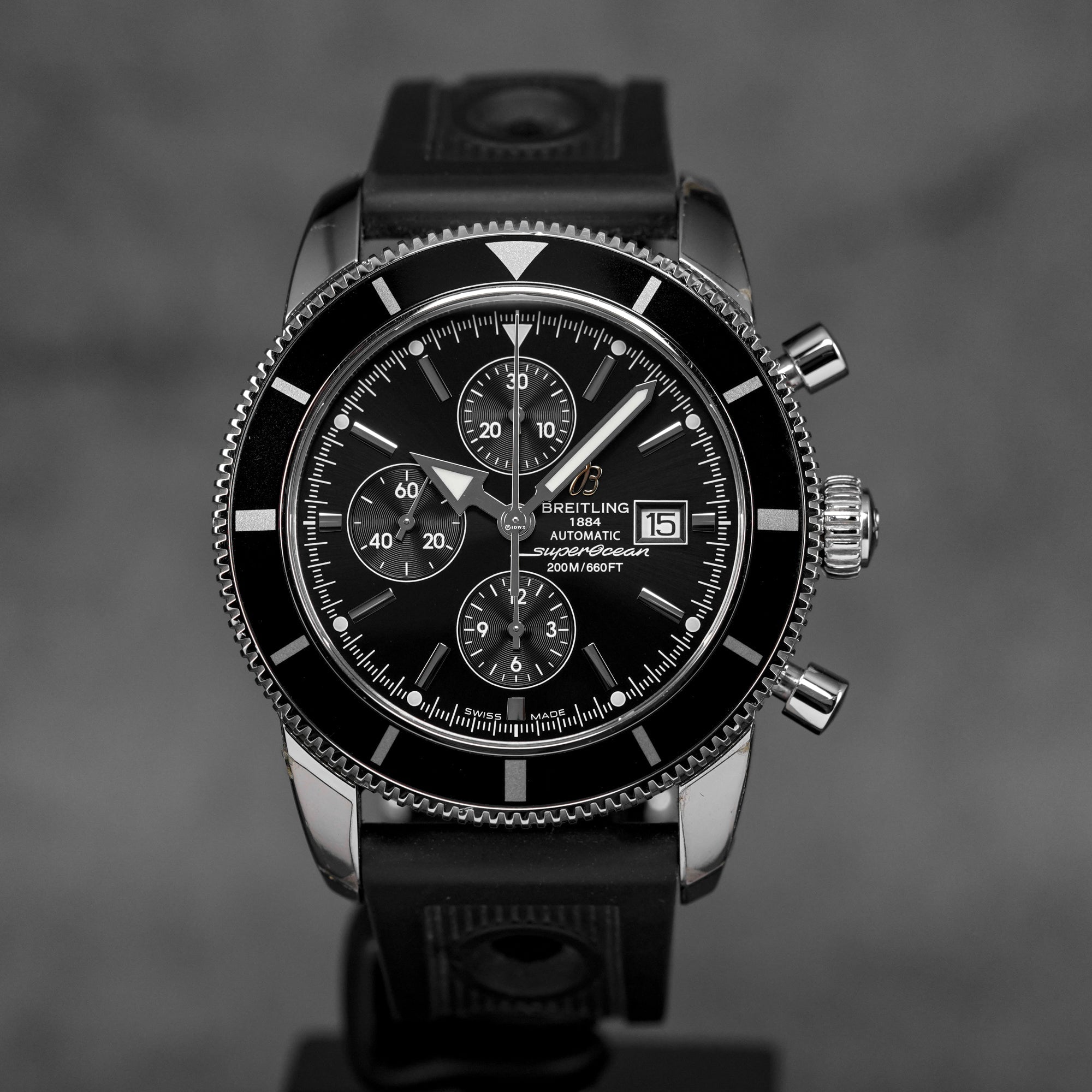 SUPEROCEAN HERITAGE 46MM CHRONOGRAPH BLACK DIAL RUBBER STRAP (2016)