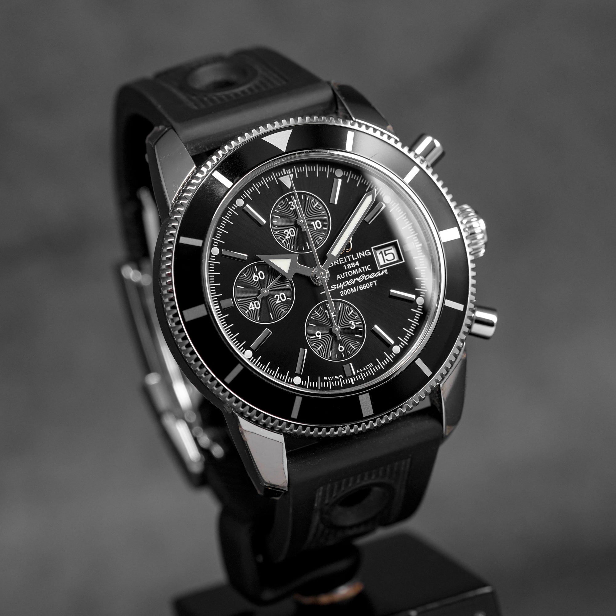 SUPEROCEAN HERITAGE 46MM CHRONOGRAPH BLACK DIAL RUBBER STRAP (2016)