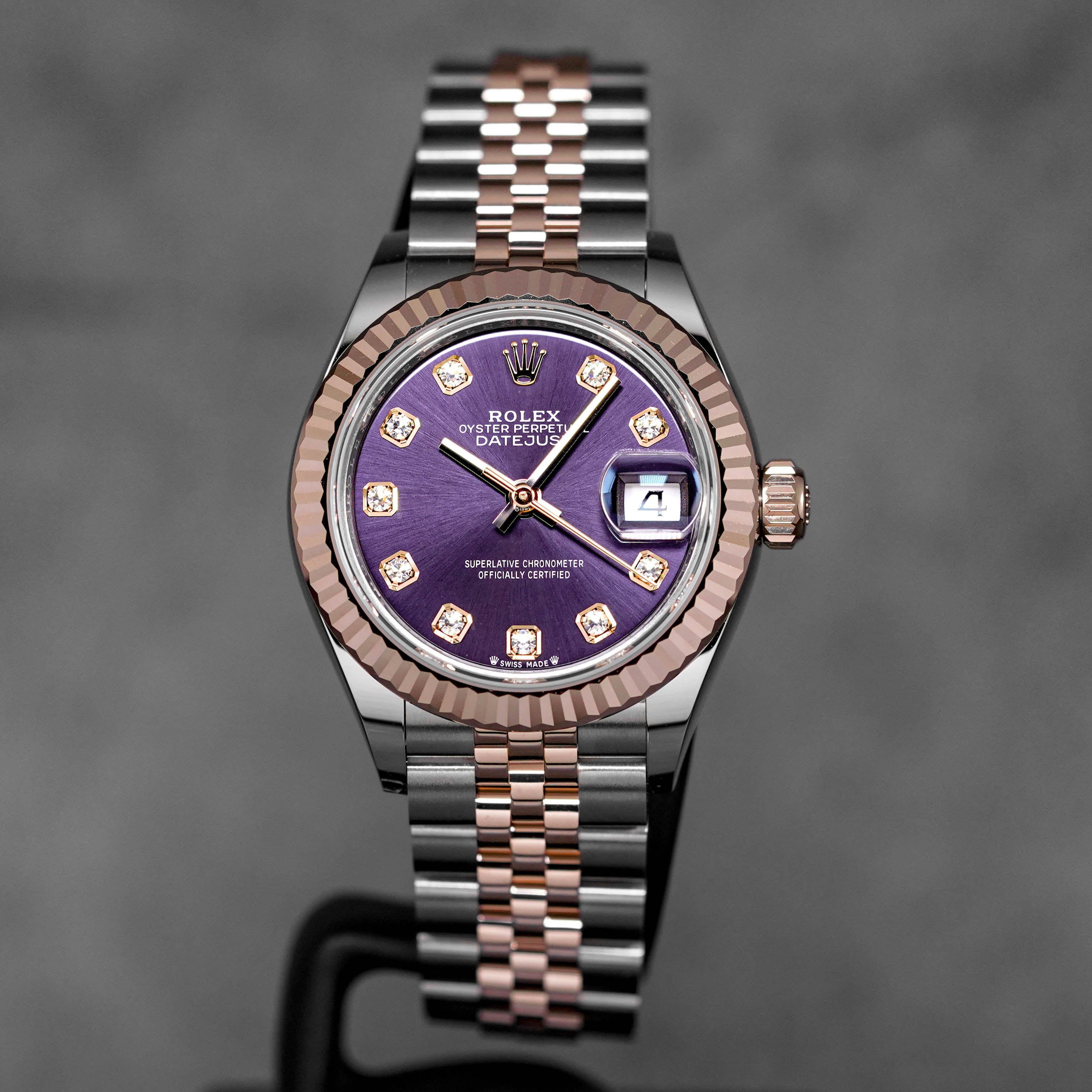 DATEJUST 28MM TWOTONE ROSEGOLD AUBERGINE DIAMOND DIAL (2026)
