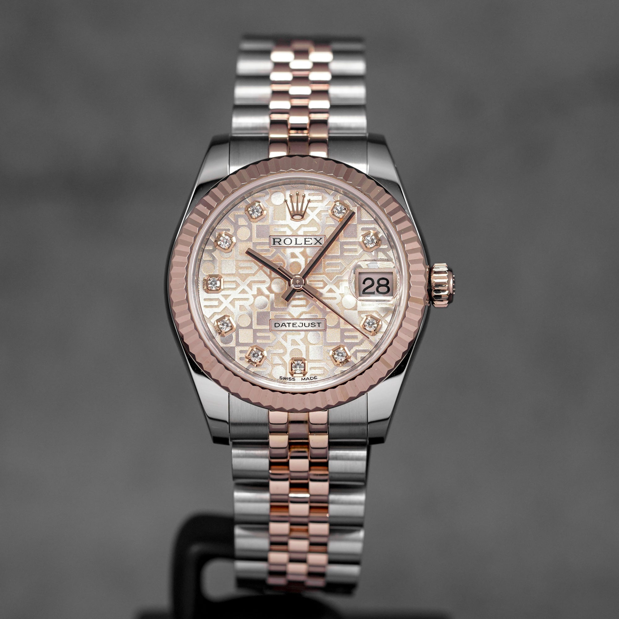 DATEJUST 31MM TWOTONE ROSEGOLD PINK COMPUTERIZED DIAMOND DIAL (2015)