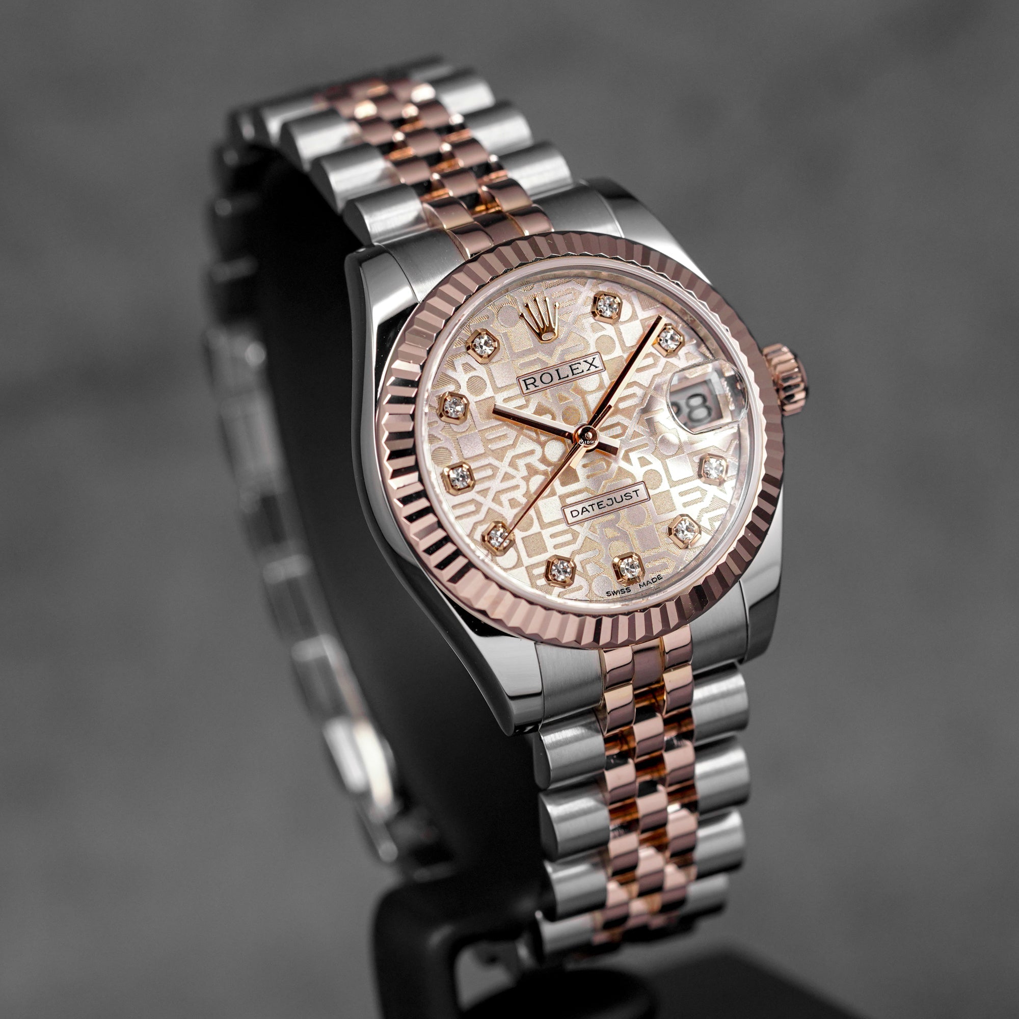 DATEJUST 31MM TWOTONE ROSEGOLD PINK COMPUTERIZED DIAMOND DIAL (2015)