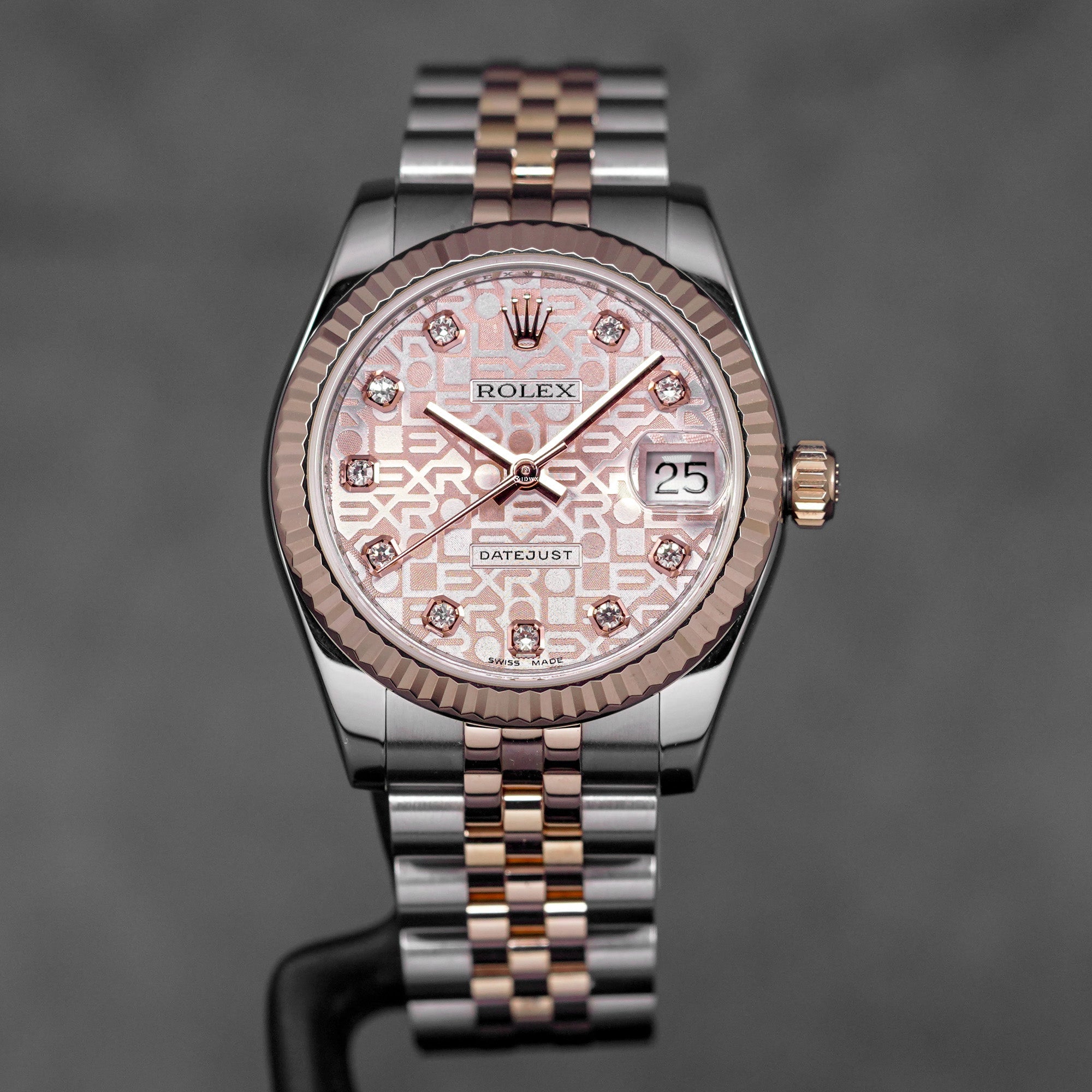 DATEJUST 31MM TWOTONE ROSEGOLD PINK COMPUTERIZED DIAMOND DIAL (2013)