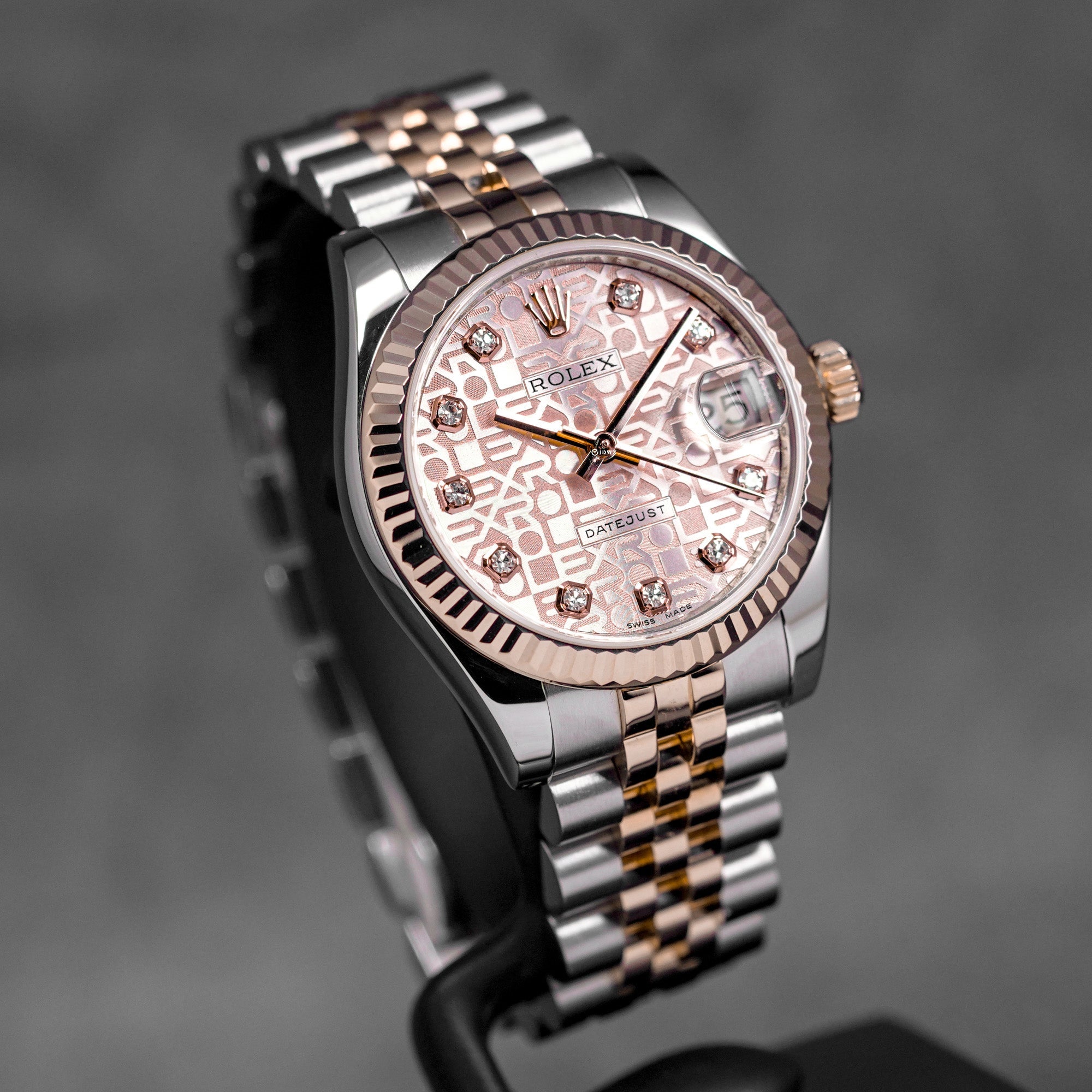 DATEJUST 31MM TWOTONE ROSEGOLD PINK COMPUTERIZED DIAMOND DIAL (2013)