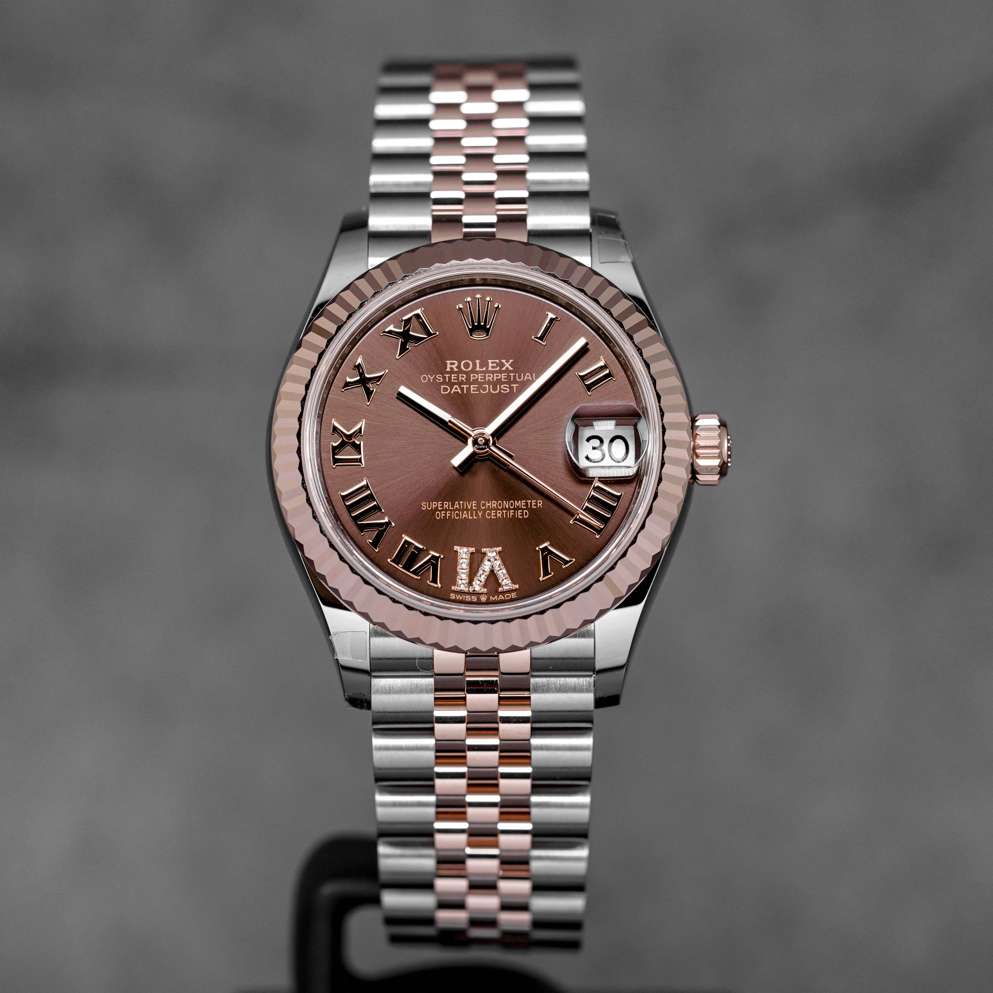DATEJUST 31MM TWOTONE ROSEGOLD CHOCO ROMAN DIAL DIAMOND ON VI (2026)