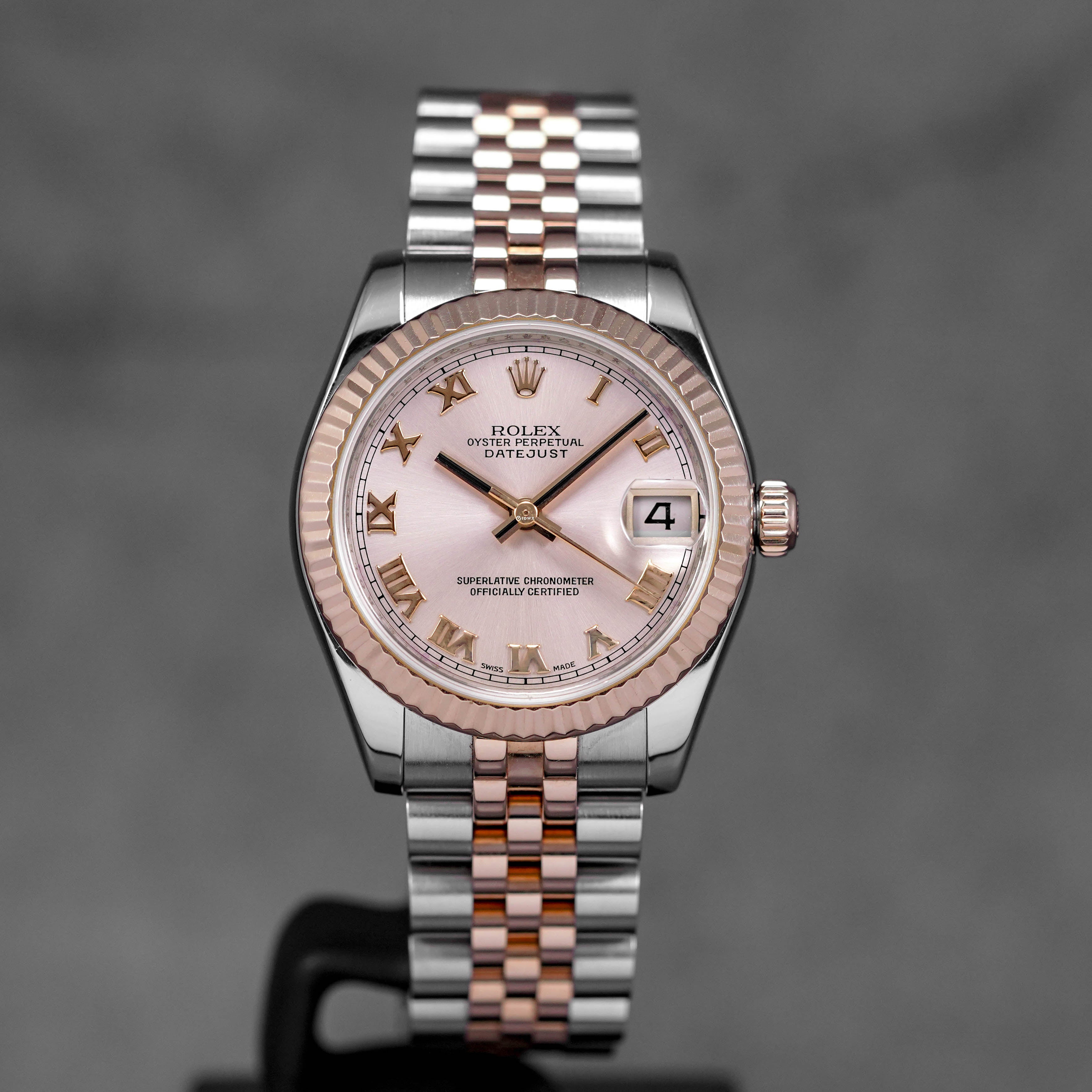 DATEJUST 31MM TWOTONE ROSEGOLD PINK ROMAN DIAL (2010)