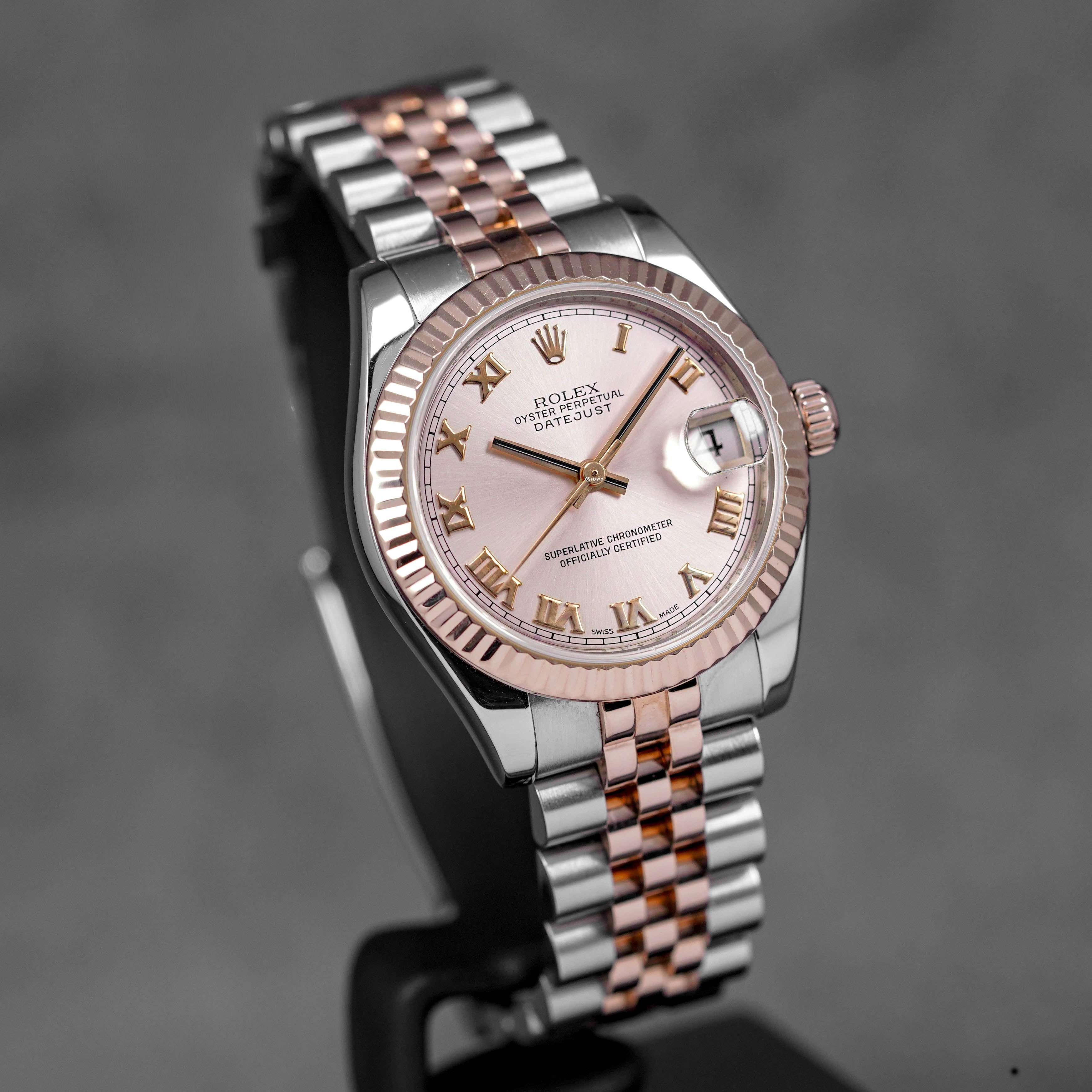DATEJUST 31MM TWOTONE ROSEGOLD PINK ROMAN DIAL (2010)