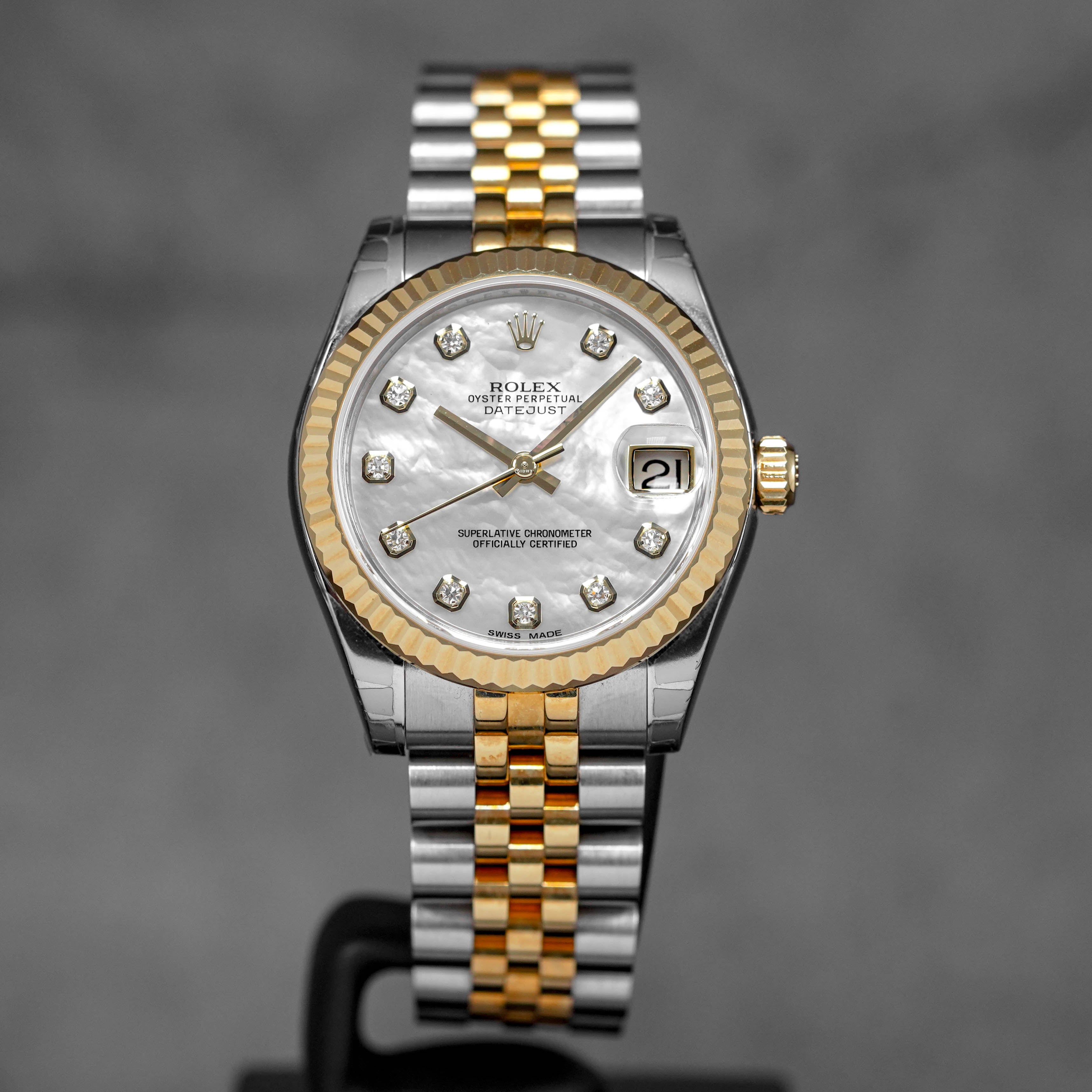 DATEJUST 31MM TWOTONE YELLOWGOLD MOP DIAMOND DIAL (2014)