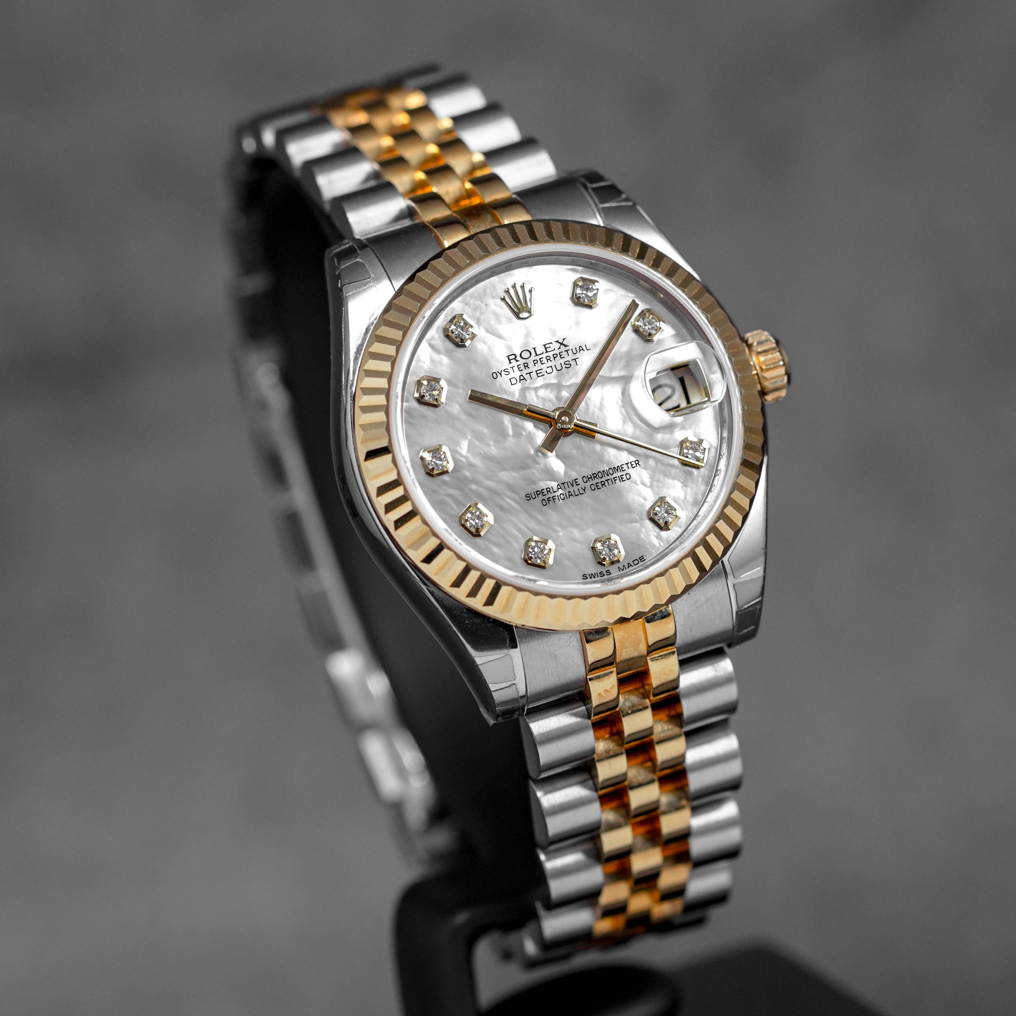 DATEJUST 31MM TWOTONE YELLOWGOLD MOP DIAMOND DIAL (2014)