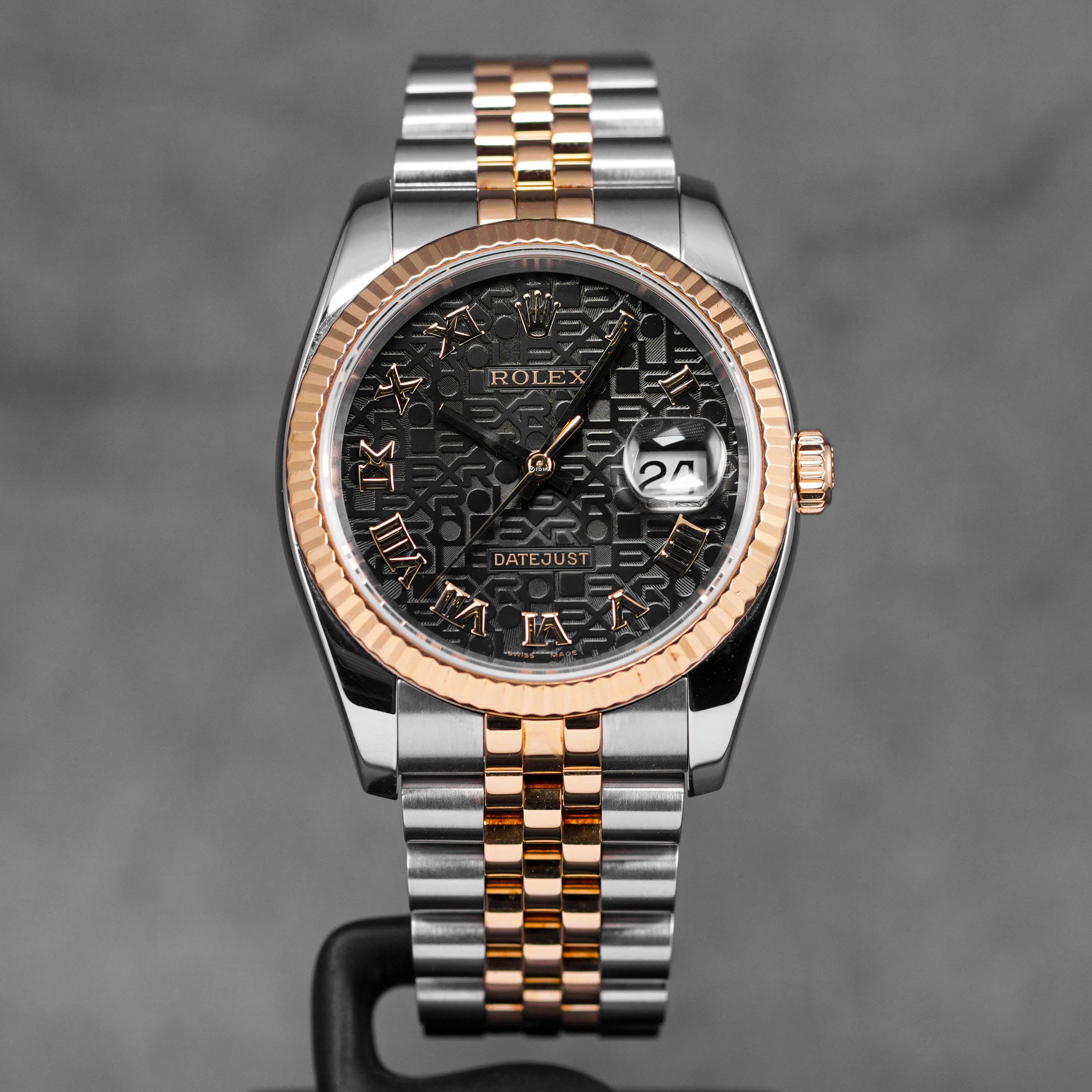 DATEJUST 36MM TWOTONE YELLOWGOLD BLACK COMPUTERIZED ROMAN DIAL (2007)