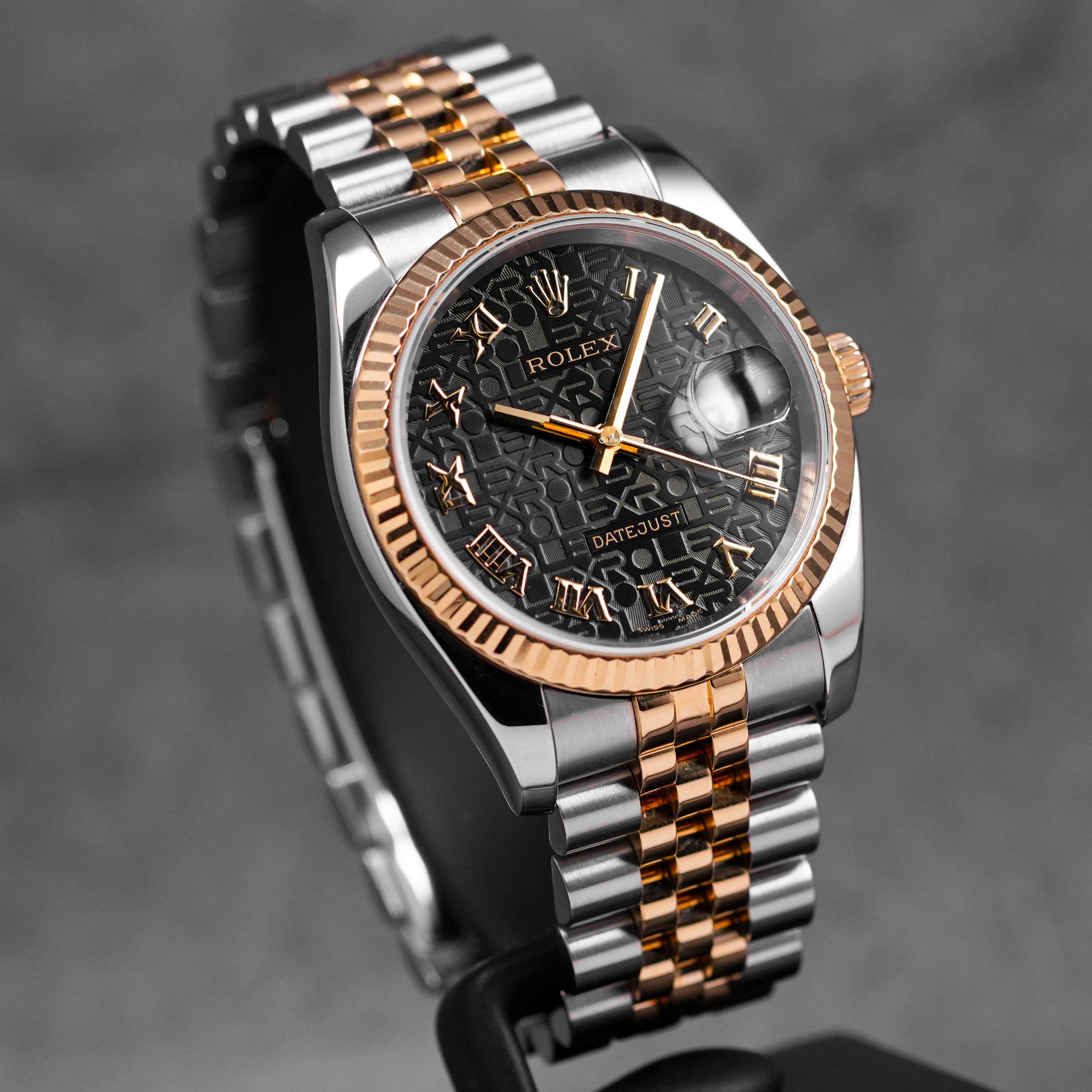 DATEJUST 36MM TWOTONE YELLOWGOLD BLACK COMPUTERIZED ROMAN DIAL (2007)