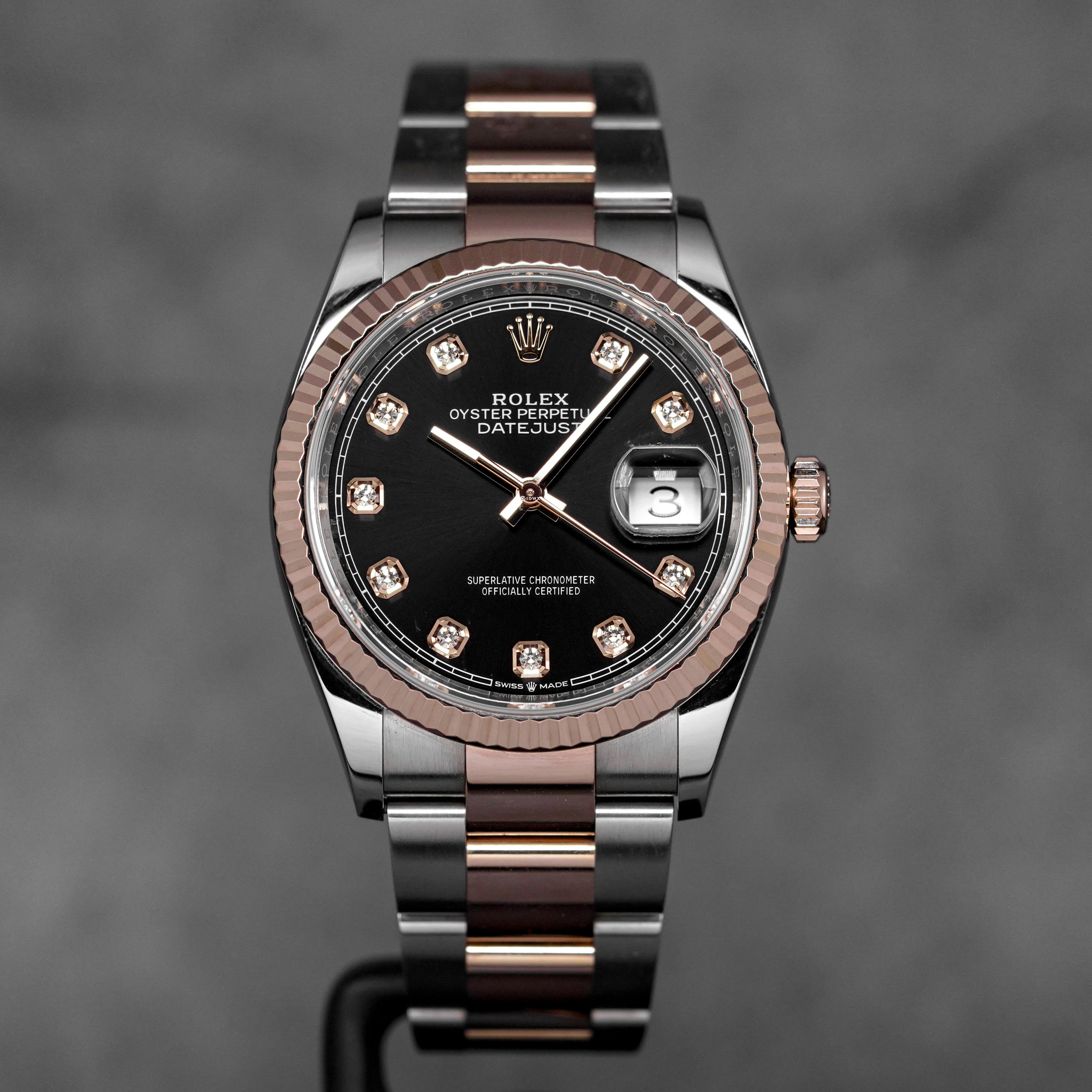 DATEJUST 36MM TWOTONE ROSEGOLD BLACK DIAMOND DIAL (2019)