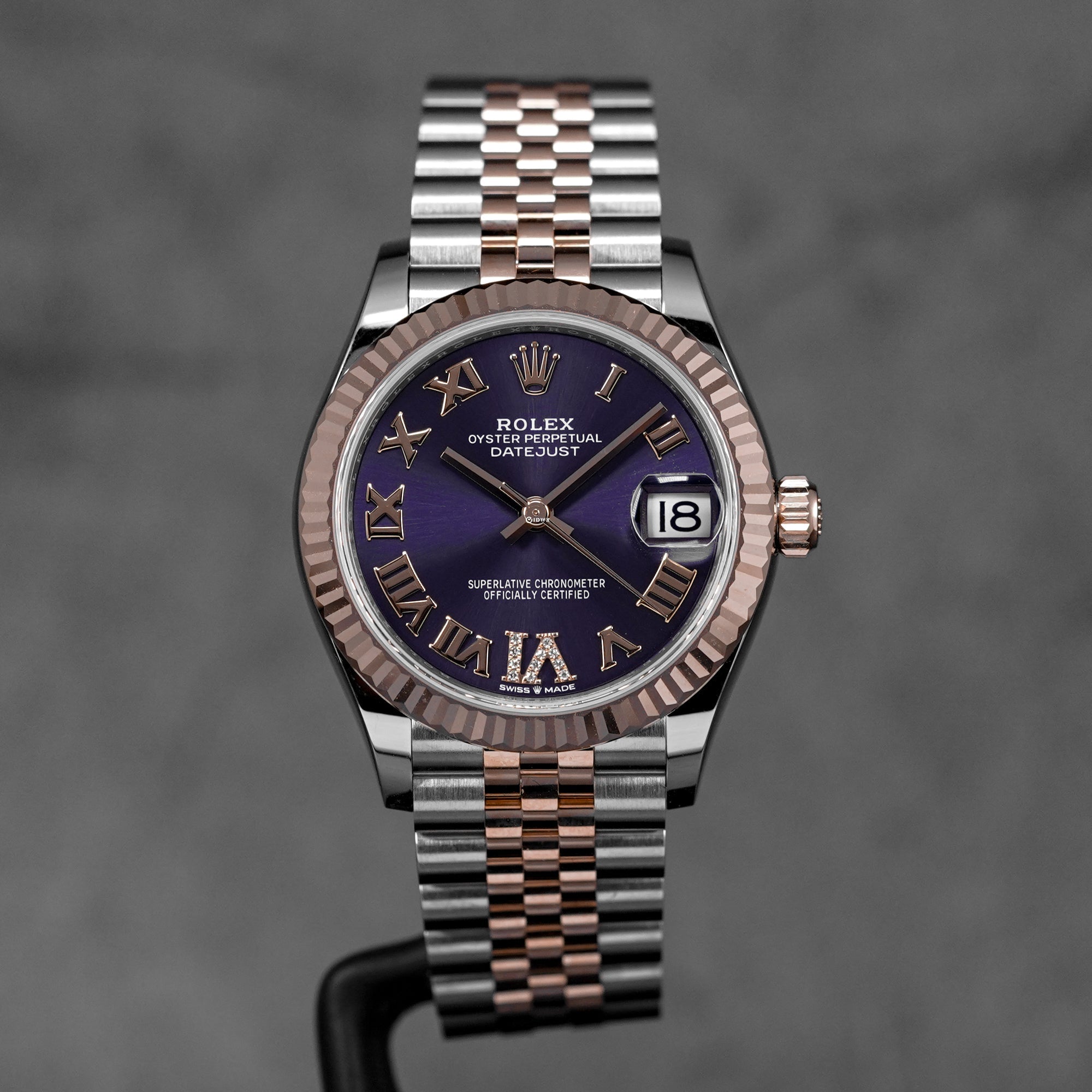 DATEJUST 31MM TWOTONE ROSEGOLD AUBERGINE ROMAN DIAL DIAMOND ON VI (2026)