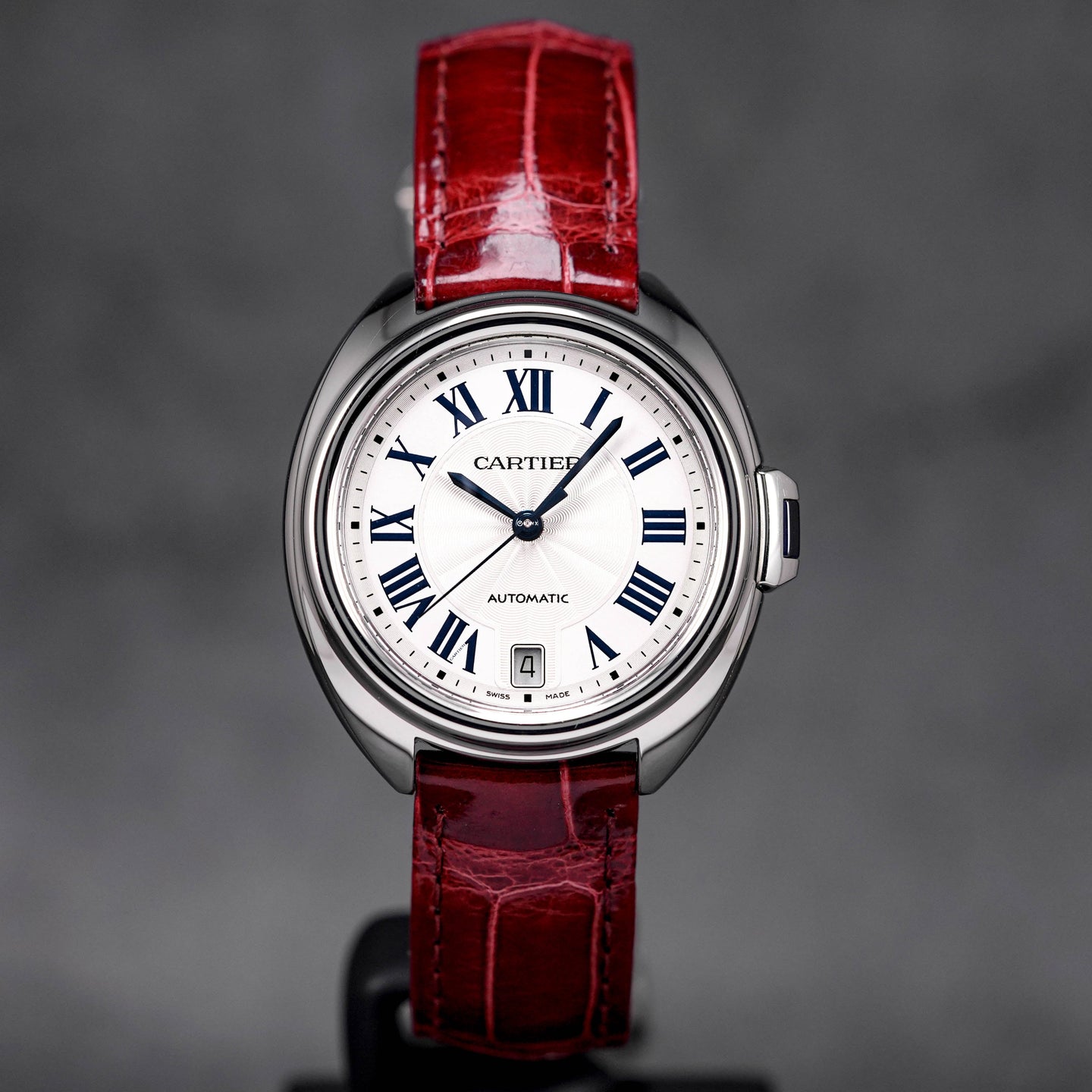 CARTIER CLÉ DE CARTIER STEEL SILVER DIAL RED ALLIGATOR STRAP (2022)