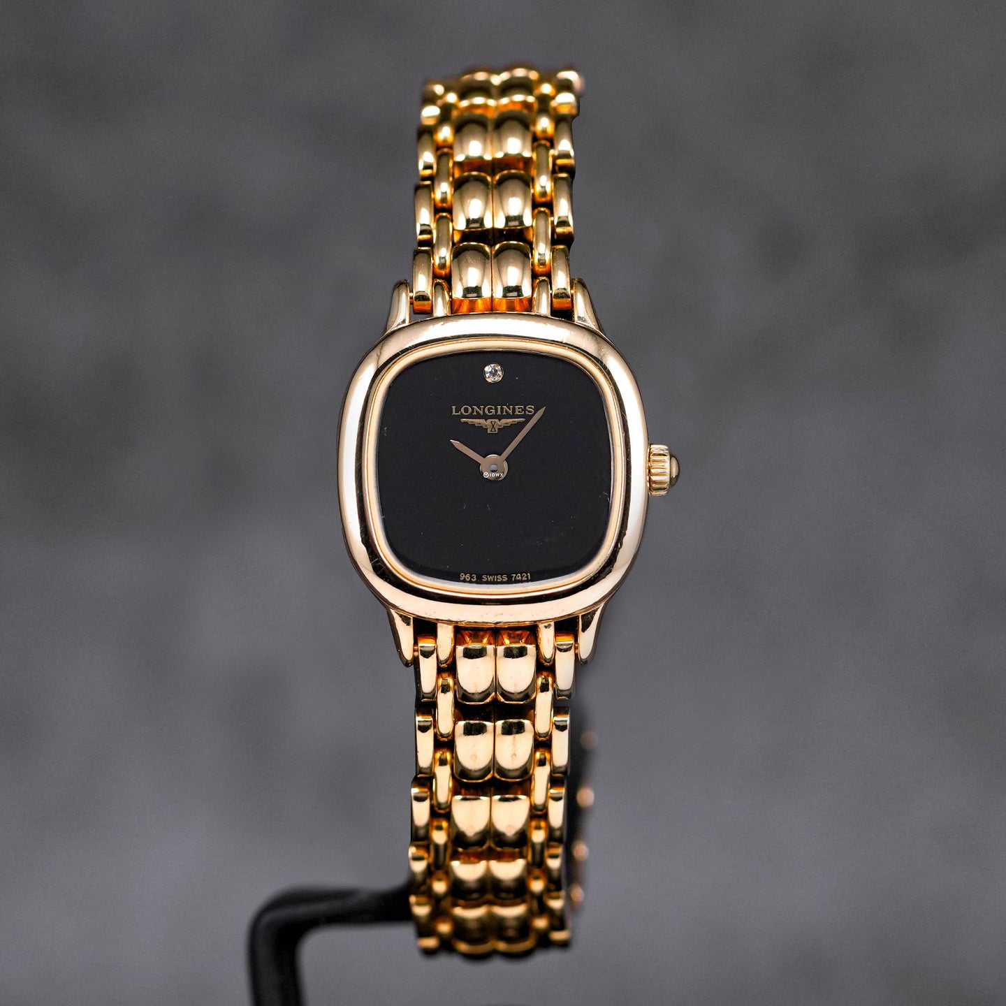 LADIES GOLD PLATED BLACK DIAL QUARTZ (WATCH ONLY)