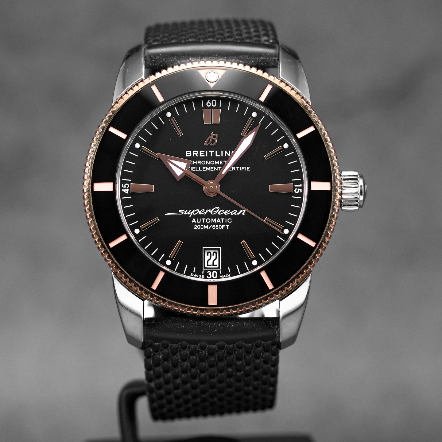 SUPEROCEAN HERITAGE 42MM ROSEGOLD BLACK RUBBER (2019)