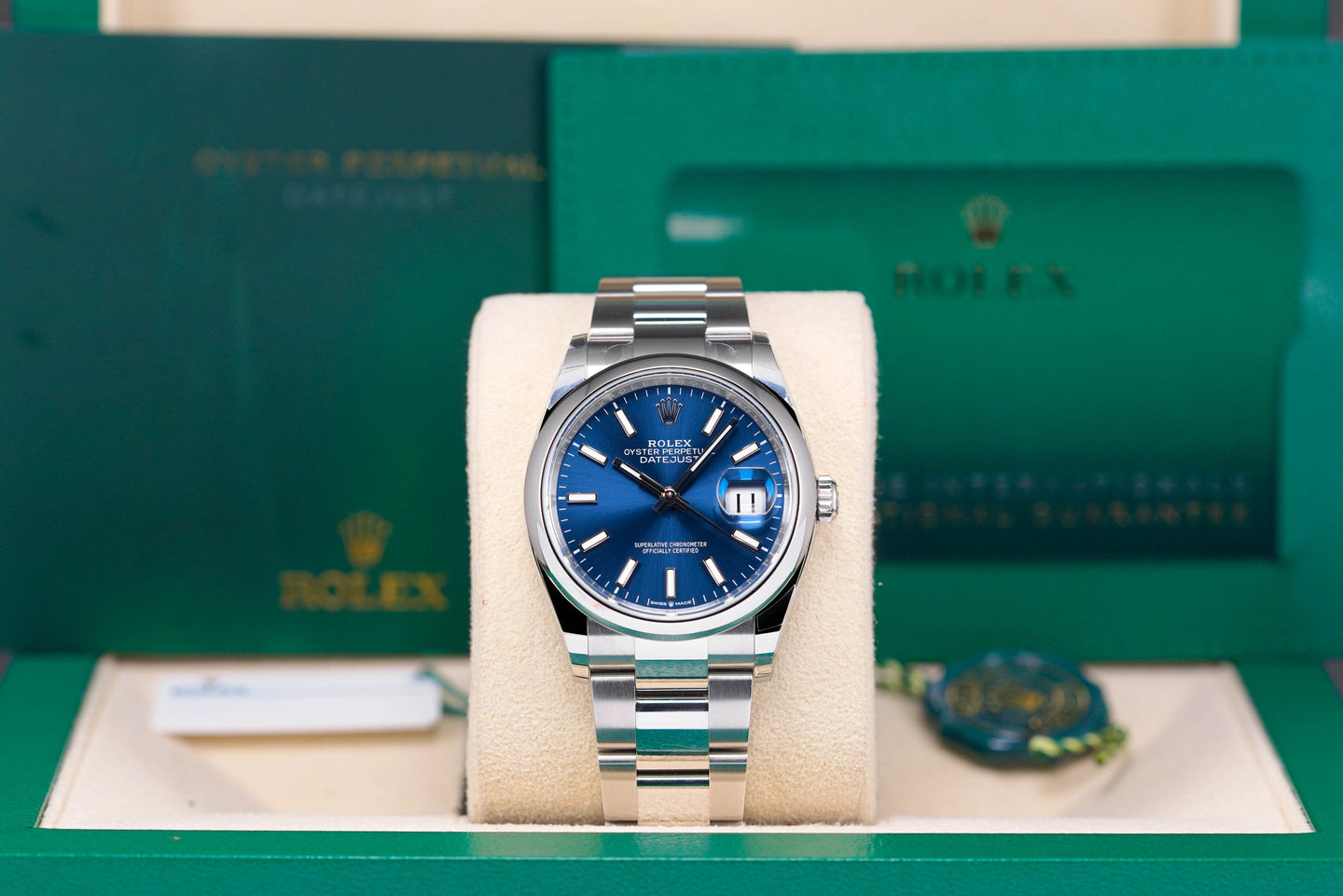 ROLEX DATEJUST 36MM DOMED BEZEL BLUE